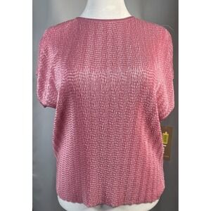 TanJay Women's Pink Lightweight Stretchy CRINKLED WAVY Blouse/Shirt - NWT